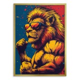 Kolorowy plakat z lwem w stylu pop-art | Nowoczesna dekoracja pokoju młodzieżowego 94198 Naklejkomania - zdjecie 3 - miniatura