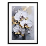 Plakat z Białą Orchideą – Elegancka Dekoracja Ścienna do Salonu i Sypialni | Motyw Kwiatowy w stylu Glamour 82011 Naklejkomania - zdjecie 3 - miniatura