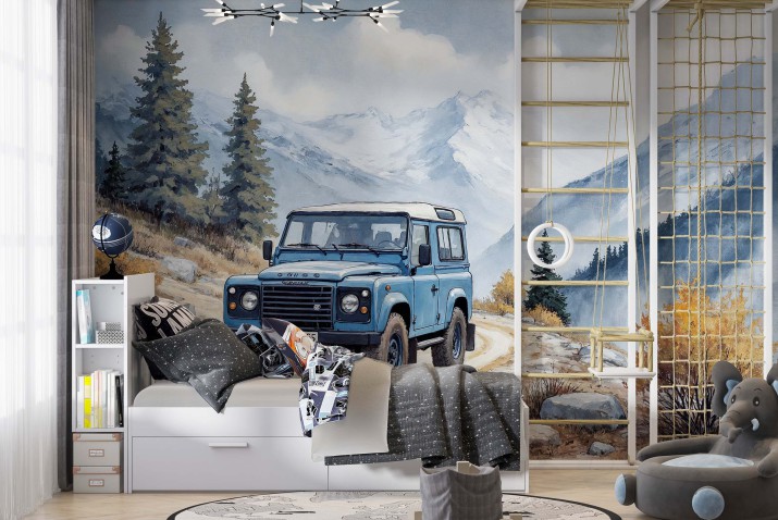 Fototapeta młodzieżowa- Samochód Terenowy na Górskim Szlaku | Dekoracja Off-Road dla chłopca 82071 - zdjęcie 2