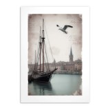 Plakat na ścianę- stara fotografia żaglówki w porcie | Retro Dekoracja Ścienna do Salonu i Biura 82008 Naklejkomania - zdjecie 7 - miniatura