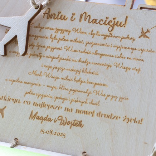 Oryginalna Kartka na ślub z kopertą na gotówkę- drewniana pamiątka ślubu 66451 - zdjęcie 9