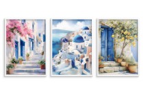 Dekoracyjne Plakaty Santorini- Greckie uliczki | Styl śródziemnomorski do salonu, kuchni KP390 Naklejkomania - zdjecie 3 - miniatura