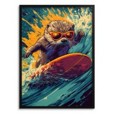 Młodzieżowy Plakat z wydrą na desce surfingowej | Komiksowy styl pop-art | Humorystyczna dekoracja ścienna 94199 Naklejkomania - zdjecie 3 - miniatura