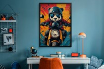Kolorowy plakat – Panda na skuterze | Zabawna dekoracja ścienna do pokoju nastolatka | Oryginalny obraz na ścianę 94210 Naklejkomania - zdjecie 2 - miniatura
