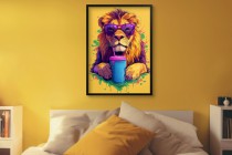 Zabawny plakat z lwem w okularach | Śmieszny obraz do pokoju nastolatka | Kolorowa dekoracja pop-art 94203 Naklejkomania - zdjecie 6 - miniatura