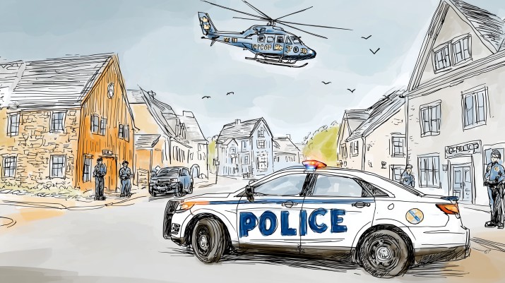 Kolorowa Fototapeta z Policją | Radiowóz i Helikopter | Rysunkowa tapeta dla chłopca 82039 - zdjęcie 4