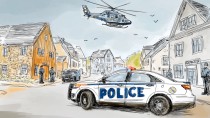 Kolorowa Fototapeta z Policją | Radiowóz i Helikopter | Rysunkowa tapeta dla chłopca 82039 Naklejkomania - zdjecie 4 - miniatura