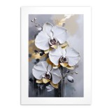 Plakat z Białą Orchideą – Elegancka Dekoracja Ścienna do Salonu i Sypialni | Motyw Kwiatowy w stylu Glamour 82011 Naklejkomania - zdjecie 7 - miniatura