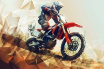 Fototapeta Motocross do pokoju nastolatka | Sportowa Dekoracja Ścienna z Motocyklem i Geometrycznym Tłem 64203 Naklejkomania - zdjecie 2 - miniatura