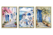 Dekoracyjne Plakaty Santorini- Greckie uliczki | Styl śródziemnomorski do salonu, kuchni KP390 Naklejkomania - zdjecie 7 - miniatura