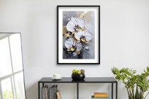 Plakat z Białą Orchideą – Elegancka Dekoracja Ścienna do Salonu i Sypialni | Motyw Kwiatowy w stylu Glamour 82011 Naklejkomania - zdjecie 2 - miniatura