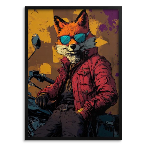 Zabawny Plakat z Lisem w Okularach | Kolorowy Obraz do Pokoju Młodzieżowego | Śmieszna Dekoracja pop-art 94200 Naklejkomania - zdjecie 1
