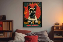 Śmieszny Plakat z Psem Grającym w Pokera | Buldog Francuski w Okularach | Młodzieżowy Obraz na ścianę 94211 Naklejkomania - zdjecie 5 - miniatura