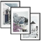 Krajobraz Santorini- Plakaty na ścianę w odcieniach bieli i błękitu | Obrazy w stylu śródziemnomorskim KP 81992 Naklejkomania - zdjecie 1 - miniatura