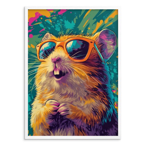 Designerski Plakat– Kolorowy Chomik w Okularach | Komiksowy Styl Street Art do pokoju nastolatka 94201 - zdjęcie 4