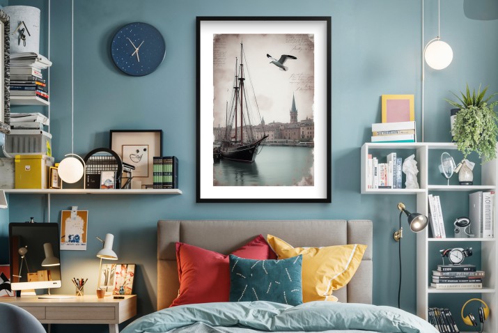 Plakat na ścianę- stara fotografia żaglówki w porcie | Retro Dekoracja Ścienna do Salonu i Biura 82008 - zdjęcie 6