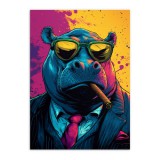 Humorystyczny Plakat Pop-Art: Hipopotam z cygarem | Kolorowy obraz do pokoju nastolatka 94206 Naklejkomania - zdjecie 7 - miniatura