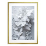 Minimalistyczny Plakat 3D- Artystyczny Portret Kobiety wśród motyli | Biały Obraz do eleganckiego wnętrza 82010 Naklejkomania - zdjecie 4 - miniatura