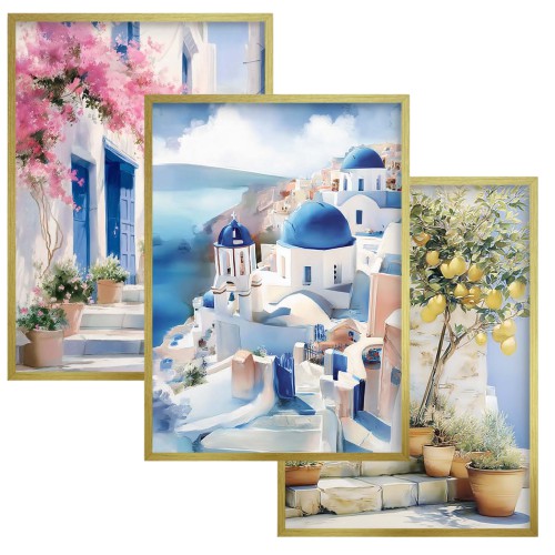 Dekoracyjne Plakaty Santorini- Greckie uliczki | Styl śródziemnomorski do salonu, kuchni KP390