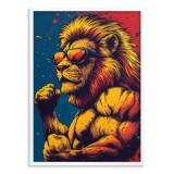 Kolorowy plakat z lwem w stylu pop-art | Nowoczesna dekoracja pokoju młodzieżowego 94198 Naklejkomania - zdjecie 4 - miniatura