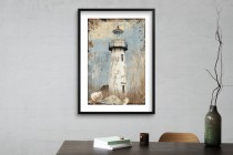 Plakat z Latarnia Morską i Muszlami | Marynistyczna Dekoracja Ścienna w Stylu Vintage | Rustykalny Obraz do Salonu, Przedpokoju 82009 Naklejkomania - zdjecie 5 - miniatura