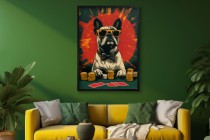 Śmieszny Plakat z Psem Grającym w Pokera | Buldog Francuski w Okularach | Młodzieżowy Obraz na ścianę 94211 Naklejkomania - zdjecie 2 - miniatura
