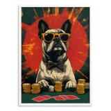 Śmieszny Plakat z Psem Grającym w Pokera | Buldog Francuski w Okularach | Młodzieżowy Obraz na ścianę 94211 Naklejkomania - zdjecie 3 - miniatura