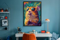 Designerski Plakat– Kolorowy Chomik w Okularach | Komiksowy Styl Street Art do pokoju nastolatka 94201 Naklejkomania - zdjecie 2 - miniatura