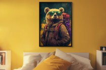 Oryginalny plakat: Niedźwiedź Turysta | Śmieszna, nowoczesna grafika z misiem w okularach 94209 Naklejkomania - zdjecie 5 - miniatura