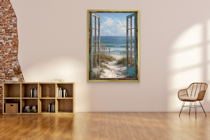 Plakat z Widokiem na Plażę, Ocean | Dekoracja ścienna do sypialni w stylu vintage, boho 82003 - zdjęcie 3