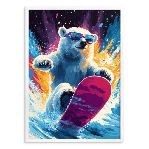 Plakat dla dzieci- Niedźwiedź polarny | Kolorowa, Komiksowa grafika do pokoju nastolatka 94217 - zdjęcie 3