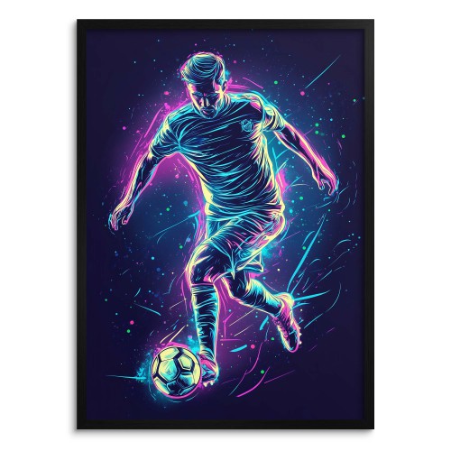 Plakat Młodzieżowy Piłka Nożna – neonowy piłkarz | Sportowa dekoracja do pokoju nastolatka, fana Piłki Nożnej P64221 - zdjęcie 3
