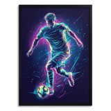 Plakat Młodzieżowy Piłka Nożna – neonowy piłkarz | Sportowa dekoracja do pokoju nastolatka, fana Piłki Nożnej P64221 Naklejkomania - zdjecie 3 - miniatura