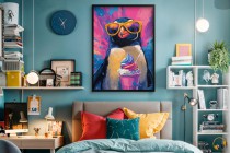 Młodzieżowy Plakat na ścianę- Pingwin z Lodami | Grafika w stylu Pop-Art | Dekoracja dla dziecka, nastolatka 94219 Naklejkomania - zdjecie 2 - miniatura