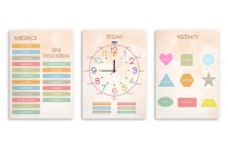 Plakat edukacyjny dla dzieci – Zegar, Miesiące, Dni Tygodnia i Kształty 82080 Naklejkomania - zdjecie 8 - miniatura