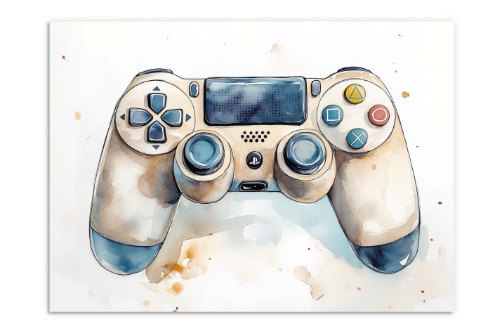 Plakat gamingowy – Kontroler do gier w akwarelowym stylu | Dekoracja Gamepad do pokoju chłopca, nastolatka P66756 - zdjęcie 5