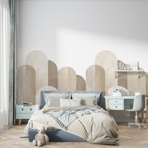 Minimalistyczna Lamperia dziecięcia- Beżowe łuki | Dekoracja ścienna do wnętrz w stylu skandynawskim, boho 66769 - zdjęcie 2