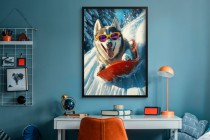 Kolorowy plakat pies Husky | Zabawny obraz z psem w okularach | Dekoracja ścienna pokoju dziecięcego, dla nastolatka 94218 Naklejkomania - zdjecie 2 - miniatura