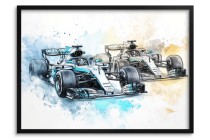 Akwarelowy Plakat F1-  bolidy Formuły 1 | Dekoracja ścienna do pokoju chłopca, nastolatka P24225 Naklejkomania - zdjecie 1 - miniatura