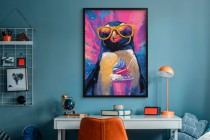 Młodzieżowy Plakat na ścianę- Pingwin z Lodami | Grafika w stylu Pop-Art | Dekoracja dla dziecka, nastolatka 94219 Naklejkomania - zdjecie 5 - miniatura