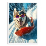 Kolorowy plakat pies Husky | Zabawny obraz z psem w okularach | Dekoracja ścienna pokoju dziecięcego, dla nastolatka 94218 Naklejkomania - zdjecie 4 - miniatura