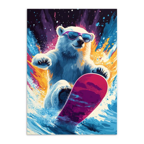 Plakat dla dzieci- Niedźwiedź polarny | Kolorowa, Komiksowa grafika do pokoju nastolatka 94217 - zdjęcie 7