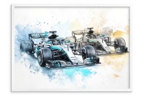 Akwarelowy Plakat F1-  bolidy Formuły 1 | Dekoracja ścienna do pokoju chłopca, nastolatka P24225 Naklejkomania - zdjecie 4 - miniatura