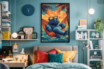 Wakacyjny Plakat- Hipopotam w Hamaku | Humorystyczna Dekoracja Ścienna | Tropikalny Zachód Słońca 94220 Naklejkomania - zdjecie 5 - miniatura