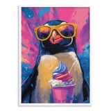Młodzieżowy Plakat na ścianę- Pingwin z Lodami | Grafika w stylu Pop-Art | Dekoracja dla dziecka, nastolatka 94219 Naklejkomania - zdjecie 3 - miniatura