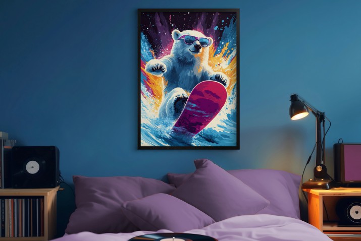 Plakat dla dzieci- Niedźwiedź polarny | Kolorowa, Komiksowa grafika do pokoju nastolatka 94217 - zdjęcie 6