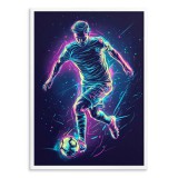Plakat Młodzieżowy Piłka Nożna – neonowy piłkarz | Sportowa dekoracja do pokoju nastolatka, fana Piłki Nożnej P64221 Naklejkomania - zdjecie 1 - miniatura