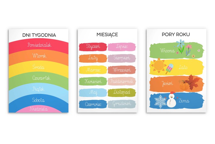 Kolorowy Kalendarz dla dzieci- Nauka dni tygodnia, miesięcy i pór roku | Edukacyjne Plakaty do pokoju dziecka, przedszkola 82084 - zdjęcie 8