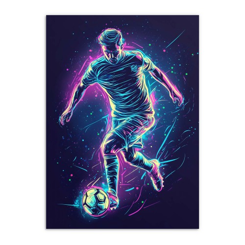 Plakat Młodzieżowy Piłka Nożna – neonowy piłkarz | Sportowa dekoracja do pokoju nastolatka, fana Piłki Nożnej P64221 - zdjęcie 7
