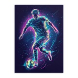 Plakat Młodzieżowy Piłka Nożna – neonowy piłkarz | Sportowa dekoracja do pokoju nastolatka, fana Piłki Nożnej P64221 Naklejkomania - zdjecie 7 - miniatura